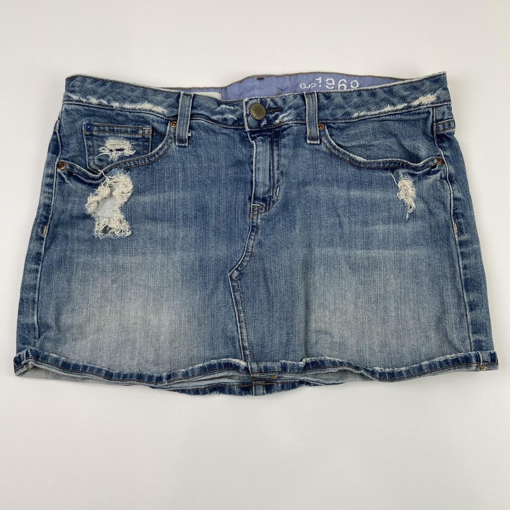 Gap 1969 Hayden Mini Skirt Womens 29/8 (32 Waist) Destructed Stretch Pockets
